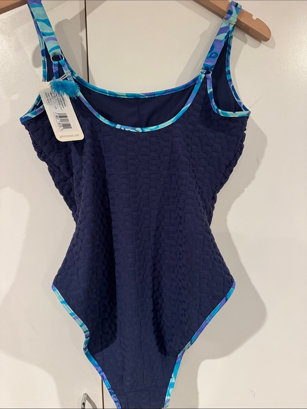 Johnny Was Navy One-Piece Swimsuit with Blue Trim
